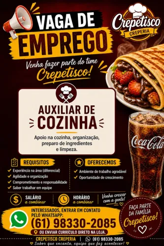 Vaga pra auxiliar de cozinha à noite