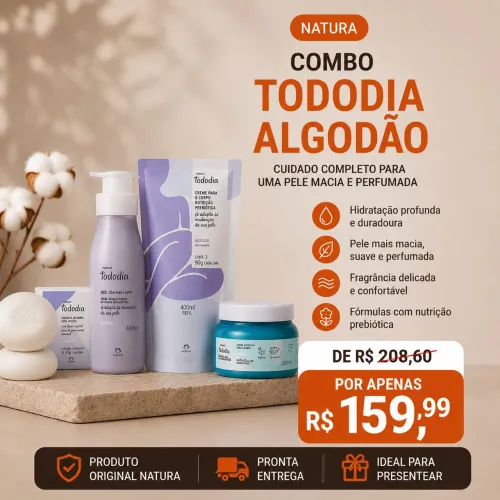Combo Natura Tododia Algodão Original - Kit Completo | Promoção
