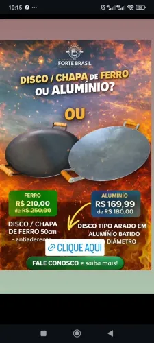 Disco / chapa / tacho arado em alumínio batido ou ferro