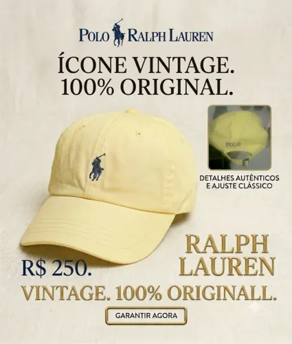 Boné Polo Ralph Lauren Vintage Original Amarelo Pastel | Estado de Novo | Dad Cap Clássico