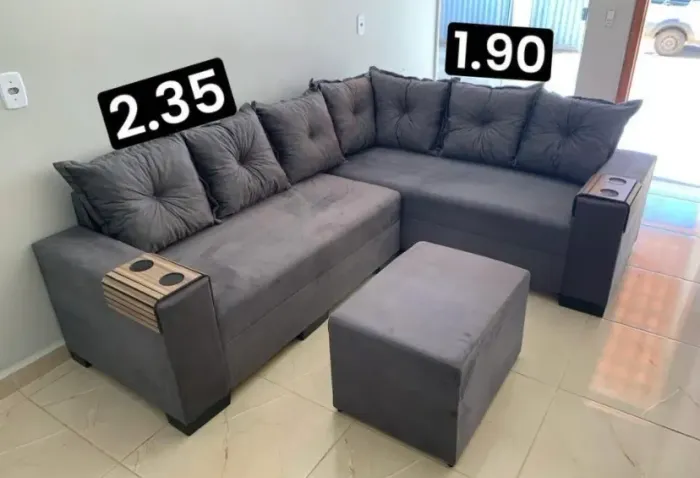 Sofá de Canto com Chaise Novo, Entrega Grátis