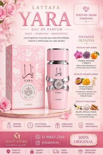 Perfume Yara Rosa Lattafa 100ml Eau de Parfum