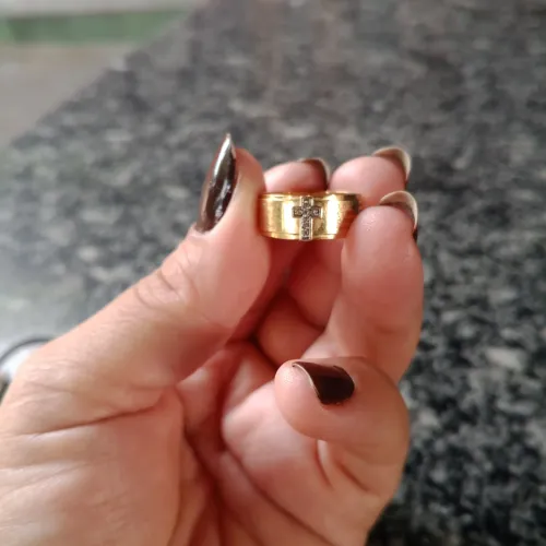 Anel Religioso Pai Nosso Ouro 18k