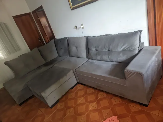 Sofá De Canto Com Puff 8 Lugares