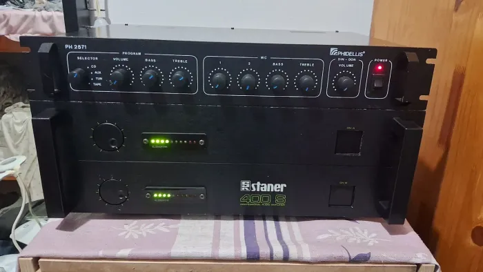 Potência staner 400s + pré amplificador phidellis ph 2571