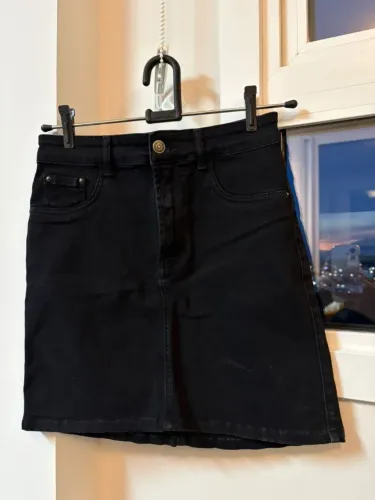 Saia Jeans Preta Denin