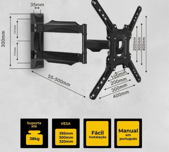 Suporte para TV TRI-Articulado - Suporte até 65pol