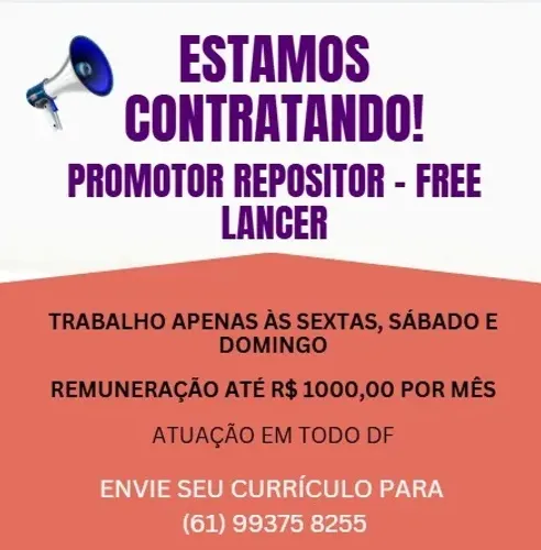 VAGA PARA PROMOTOR - REPOSITOR FREELANCER
