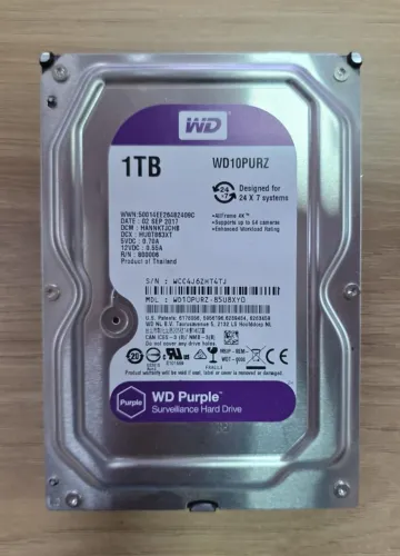 HD Surveillance WD Purple, 1TB, 5400RPM, Cache 64MB, 3.5', SATA - WD11PURZ