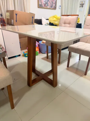 Mesa de Jantar Off White - 4 lugares - Em Madeira 