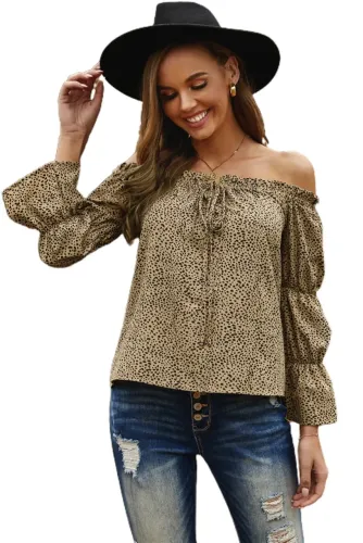 Blusa decote Bardot ombro a ombro animal print nunca usada/NOVA