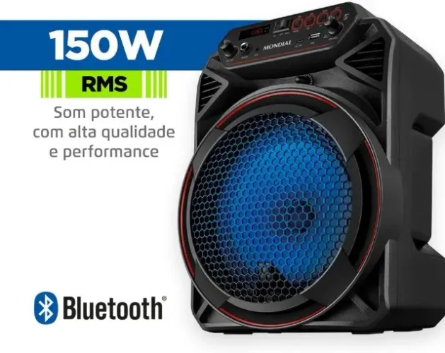 (NOVA) Caixa Amplificada MONDIAL CM-150, 150W RMS | Preto, Bivolt