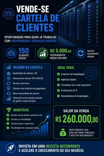 VENDE-SE CARTELA DE CLIENTES DE HOSPEDAGEM E E-MAILS