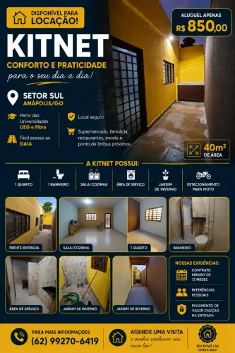 Kitnet para Aluguel no Setor Sul - Anápolis/GO.