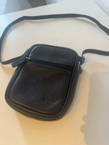Bolsa Transversal Masculina em Couro Preto - Nova, Nunca Usada