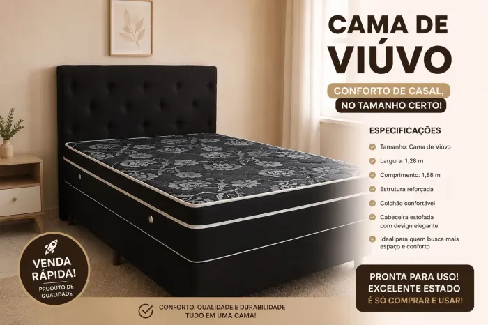 Cama de Viúvo Box + Cabeceira Estofada | Excelente Estado