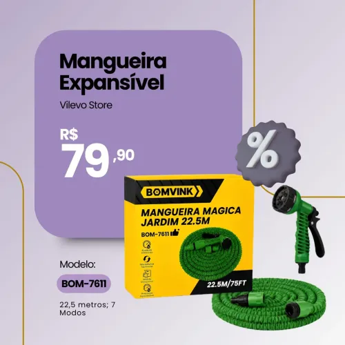 Mangueira Expansível Mágica Expansiva Jardim 22,5M 7 Modos