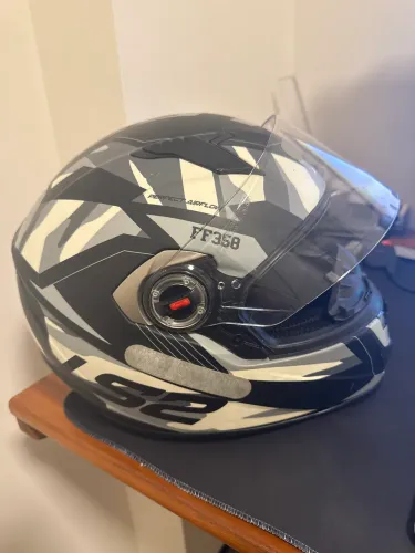 Capacete Moto LS2 FF358 tank preto e cinza tamanho 60