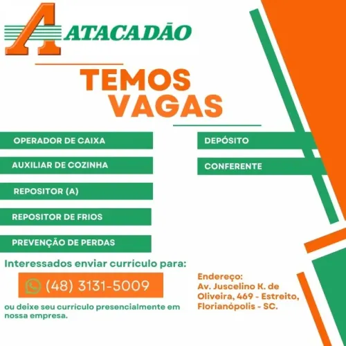 VAGAS ATACADÃO JK - ESTREITO 