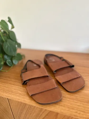 Sandália de Couro Masculina Marrom 39/40