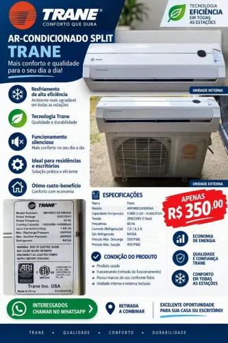 Venda de equipamento de ar condicionado TRANE inverter só frio usado