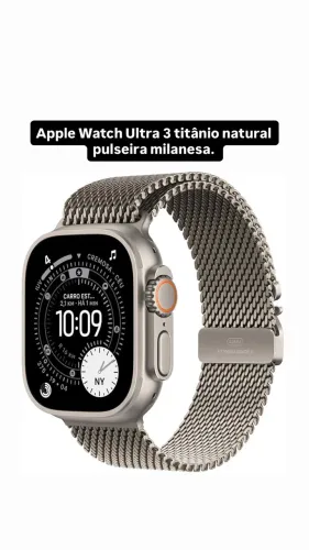 Apple Watch Ultra 3. Pulseira Milanesa em aço. Lacrado.
