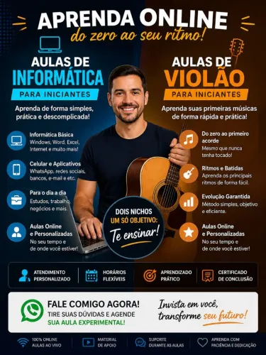 Aulas de informática e violão on-line 