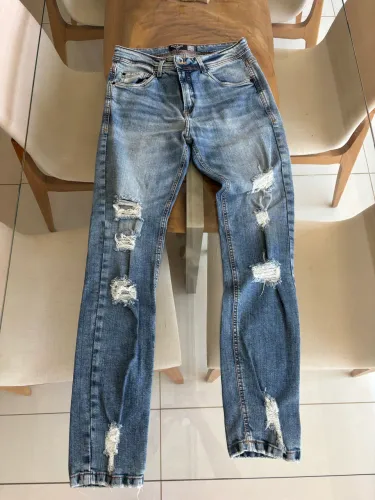 Calça Jeans Masculina Skinny Destroyed Rasgada Pool - Tam. 40?