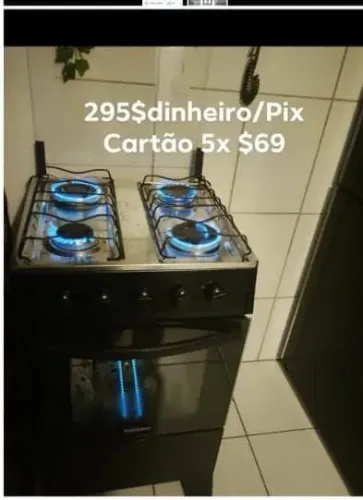 Fogão limpo funcionando aceito cartão taxa da Maq 
