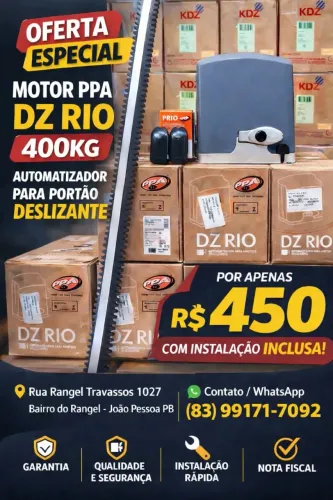 Motor para portão PPA DZ Rio 400kg com Instalação Inclusa