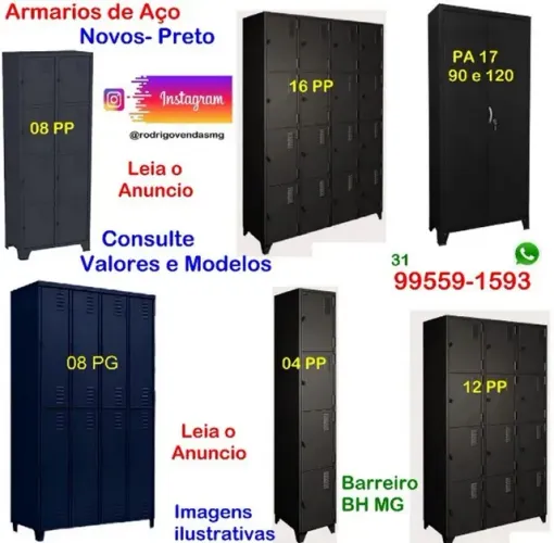 Roupeiros Armários de Aço preto Escaninho Guarda Volume comercio indústria academia escola