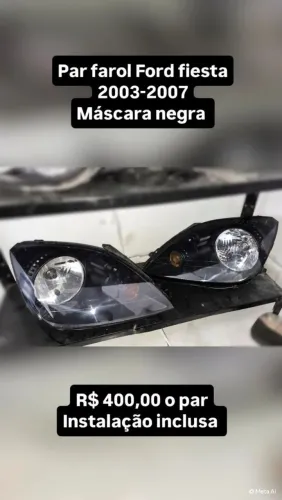Faróis Ford fiesta 2003-2007 máscara negra 