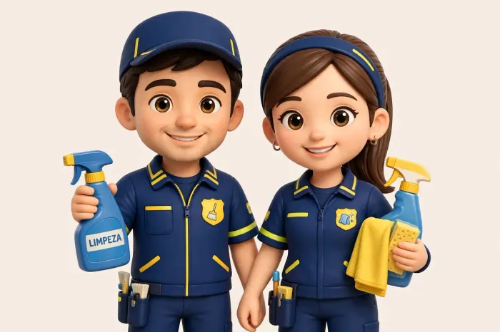 Casal da limpeza residencial