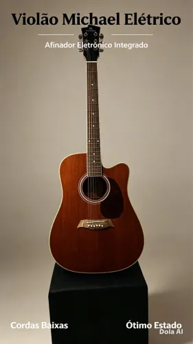 Violão Michael elétrico cordas justas e baixinhas com afinador.