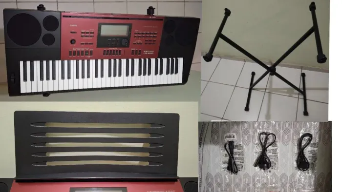 Teclado CASIO CTK 6250 + suporte + manuais + cabos e outros 