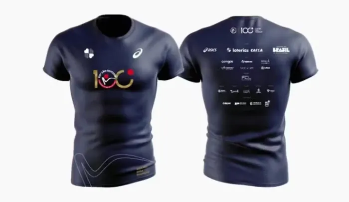 Camiseta Oficial Asics - São Silvestre 100ª Edição (2025) - Tamanho GG