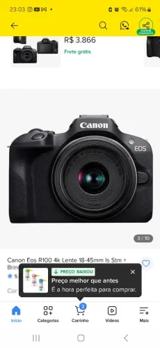 Kit Fotografia Canon EOS R100 Completo 