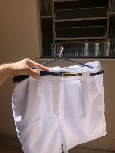 Short feminino social com CINTO e BOLSOS cintura alta G