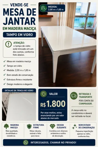 Mesa em madeira maciça
