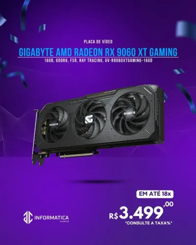 PLACA DE VÍDEO GIGABYTE AMD RADEON RX 9060 XT GAMING