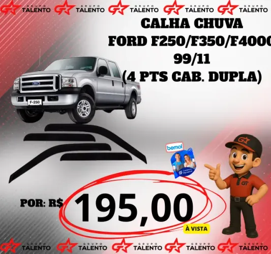 CALHA CHUVA F250 F350 F4000(4PORTAS CAB. DUPLA)
