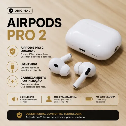 AirPods Pro 2 com MagSafe Lightning na Caixa - Funcionando 100%