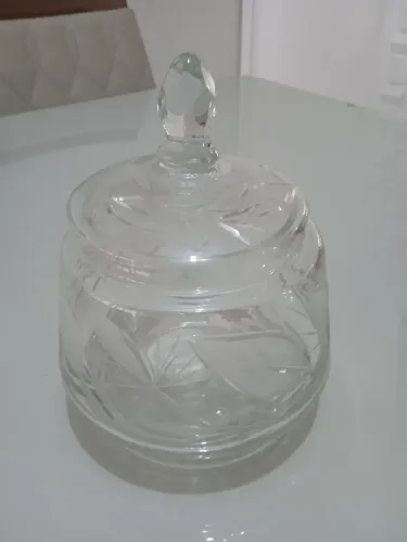 Potiche / Bomboniere Antiga em Cristal Lapidado Cristais Mauá