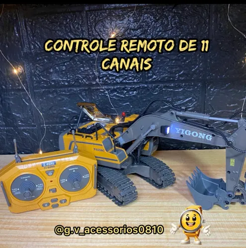 Carrinho controle remoto escavadeira 30cm 11 canais