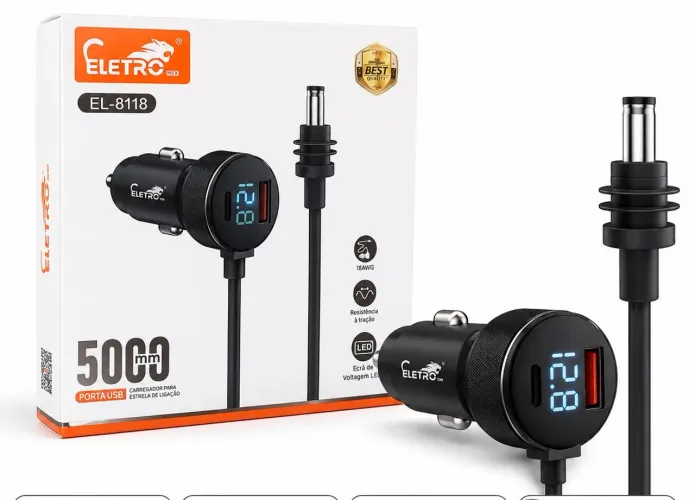 Carregador Veicular Eletro Mex EL-8118 USB-C 30W Starlink Mini 12V 24V