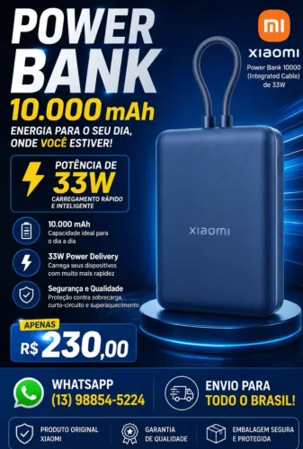CARREGADOR POWER BANK PORTÁTIL TURBO 33WATS XIAOMI ORIGINAl