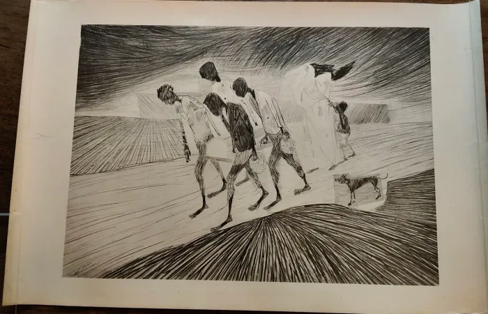 Gravura Cândido Portinari "Enterro de Criança"