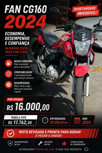 ? HONDA CG FAN 160 2024 - OPORTUNIDADE! ?