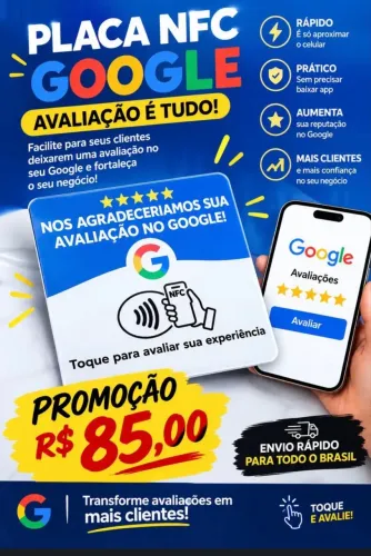 PLAQUINHA COM NFC PARA AVALIAÇÕES NO GOOGLE