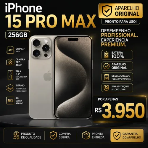 iPhone 15 pro max 256 gigas bateria 100%